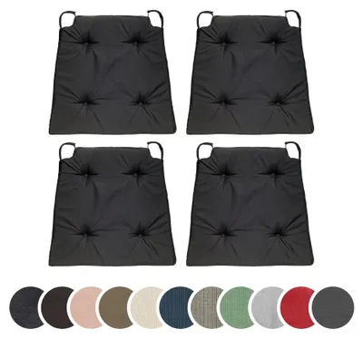Immagine prodotto di Set di 4 cuscini per sedie, adatti sia per interni che per esterni, colore nero