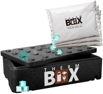 Produktbild von THERM BOX Profi Styroporbox GNL mit 3x Kühlakku für Kühlbox 21,5L Innen: 54,3x34,5x11,5cm Transportbox Wiederverwendbar