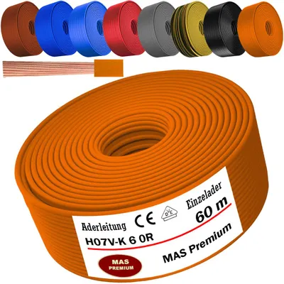 Produktbild von 60m Aderleitung H07 V-K OR 6 mm² Orange Einzelader flexibel
