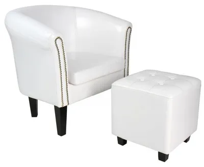 Obrázok produktu pre MIADOMODO kreslo Chesterfield s taburetom - biela