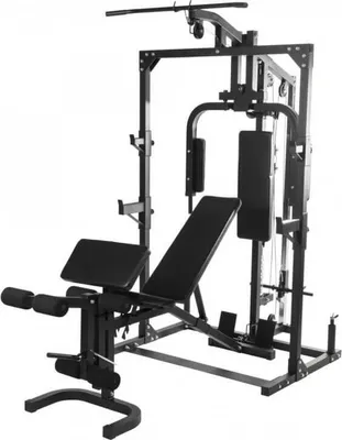 Produktbild von GORILLA SPORTS® Kraftstation - Verstellbar, mit Hantelbank, Latzug, Butterfly, Beincurl, Curlpult, 237x119x209,5cm, aus Stahl - Multifunktionale Fitnessstation, Multigym, Krafttraining, für Zuhause