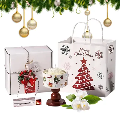 Image de Bougies parfumées pour Noël, à la cire de soja, pour l'aromathérapie