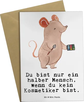 Produktbild von Mr. & Mrs. Panda Grußkarte Kosmetiker Herz - Weiß - Geschenk, Kosmetikstudio, Ausbildung, glückwunschkarten, osterkarten, Beauty Salon, babykarte, genesungskarte, Lustig