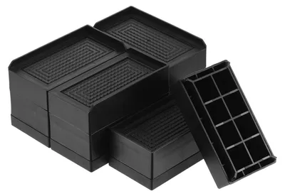 Produktbild von Set von 4 Bettverhöhungen - 7,5 cm verstellbare Möbelstützen in Schwarz