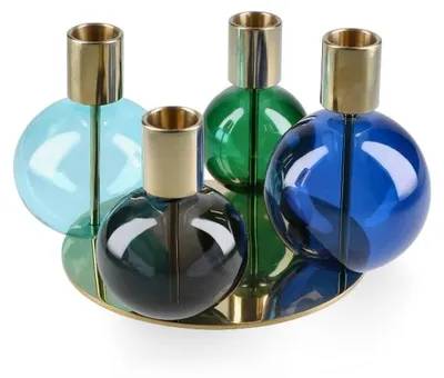 Immagine prodotto di Holmegaard - Candeliere a forma di bolla per quattro candele, 12 cm, blu/verde