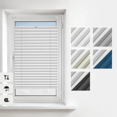 Produktbild von Verdunkelungsplissee zum Bohren 75 × 230 cm – Weiß – Blickdicht mit Montagezubehör