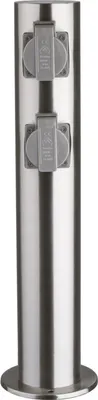 Image de Prise extérieure 4-fois, IP44, acier inoxydable V2A, Ø118x470mm, 3680W/ 16A