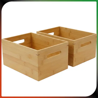 Produktbild von Holzkiste mit Griffe aus Bambus 30 x 20 x 14 cm 2er Set