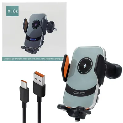 Imagen del producto de Soporte para teléfono de coche automático + Cargador inalámbrico Qi de 15W