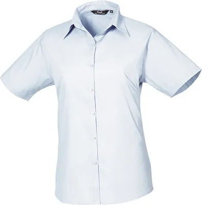 Produktbild von Premier Workwear Damen Popeline Bluse kurzarm PR302 light blue 36 (XS/8)