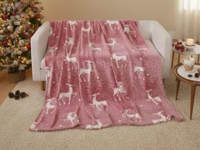 Obrázek produktu pro Svítící vánoční mikroplyšová deka STAR DEER, červená Rozměr: 150 x 200 cm