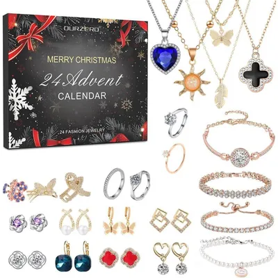 Produktbild von Adventskalender 2026 Frauen Schmuck Weihnachten Charms 24 Überraschungen Halskette Ring