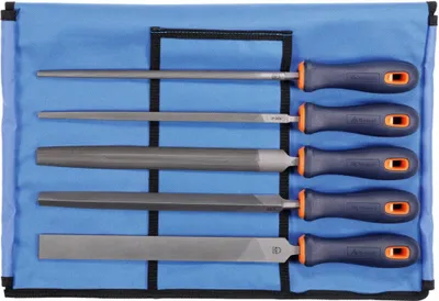 Image de Jeu de limes DICK avec manche 2K, 5 pièces, dans un étui métallique enroulable, coupe 2, longueur sans tige : 250 mm