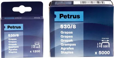 Immagine prodotto di Scatola di 1200 graffe tipo 530/8 ramate per chiodatrici petrus