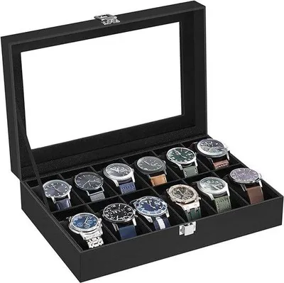 Produktbild von Famanu Uhrenbox mit 12 Uhrenkissen - Schwarz