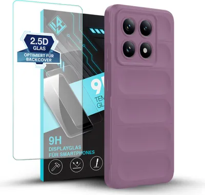 Produktbild von Handy Hülle für Xiaomi 14T mit 9H Displayglas Displayschutz Plus Grip Case Cover Schutzhülle Softgrip Farbe: Violett