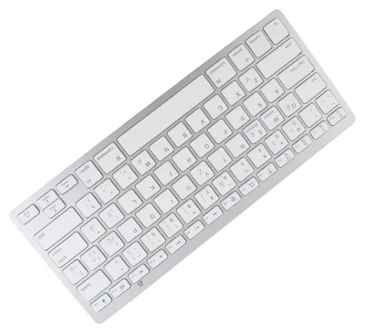 Obrázek produktu pro Bezdrátová Bluetooth klávesnice – přenosná, kompaktní, ultratenká, dvojjazyčná, univerzální pro PC a notebooky, německé rozložení QWETZ