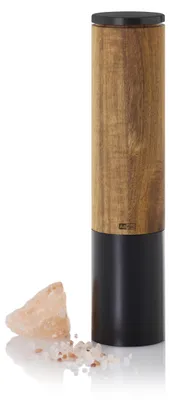 Image de Moulin à poivre et à sel électrique AdHoc eMill.5, avec mécanisme de broyage en céramique CeraCut®, incluant les piles, en bois d'acacia/acier inoxydable noir
