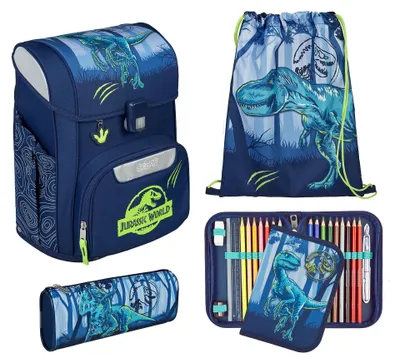 Immagine prodotto di Scooli zaino della scuola EasyStart Schulranzen-Set 5 -pezzi Jurassic World blu scuro