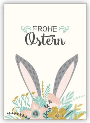 Produktbild von 4x Lustige Osterkarte mit verstecktem Osterhasen hinter Blumen: Frohe Ostern