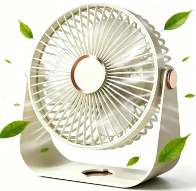 Produktbild von Tragbarer USB Tischventilator Ventilator mit Nachtlicht, 360° Einstellbar, 5 Geschwindigkeitsstufen, Kompakt für Büro, Zuhause Weiß