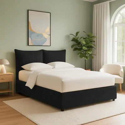 Immagine prodotto di Dmora Letto Singolo Chatteris 110.6x223 cm Marrone Scuro, Sfoderabile Contenitore  Italy