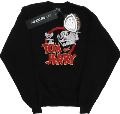Produktbild von Tom And Jerry - "Distressed Logo" Sweatshirt für Herren BI48815 (S) (Schwarz)