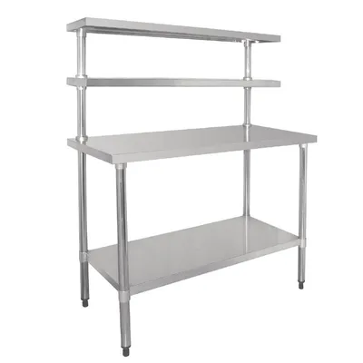 Produktbild von Vogue Arbeitstisch mit 2 Aufsätze und Grundboden 1800x1500x600mm aus Edelstahl