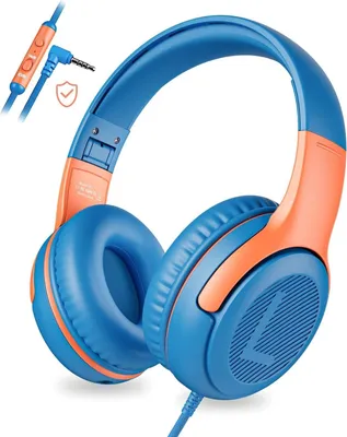 Produktbild von Kinderkopfhörer mit Mikrofon, Over Ear Kopfhörer für Schule/Reisen/PC/Tablet, 85/94dB Lautstärkenbegrenzer, Stereo Sound, Faltbare, Audio-Sharing