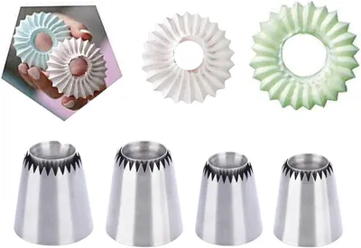 Produktbild von Spritzbeutel Set 4-teilig, Große Tüllen, Wiederverwendbar, für Torten und Cupcakes, Backzubehör