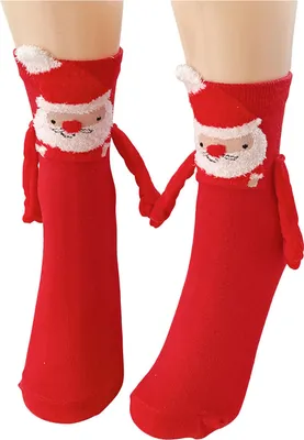 Produktbild von Magnetische Socken mit Händchenhalten – Lustige Weihnachtssocken mit Händchenhalten – Gag-Geschenk für Frauen und Männer