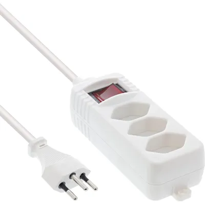 Immagine prodotto di InLine® 16431X Striscia di prese InLine® SVIZZERA, a 3 vie, con interruttore, 1,5 m, bianco