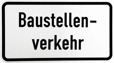 Produktbild von ORIGINAL Verkehrsschild Nr. 1007-38 Baustellenverkehr nach StVO und RAL-Gütebedingungen Verkehrszeichen Schild Straßenschild Zusatzschild Verkehrsschilder Straßenzeichen Straße Baustellenfahrzeuge