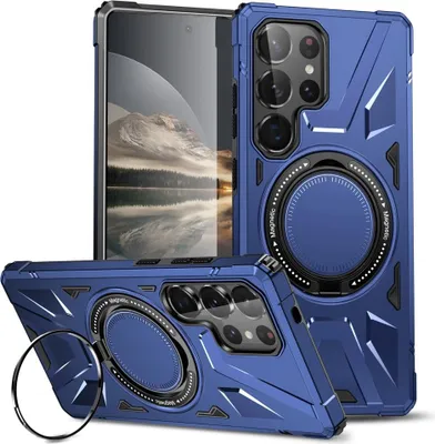 Produktbild von Samsung Galaxy S25 Ultra Hülle - Coverup Heavy Duty Ring Kickstand Back Cover - MagSafe Compatible - Blau