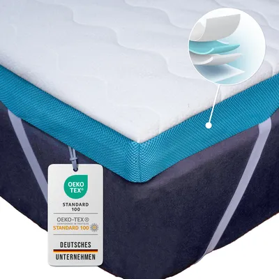 Produktbild von Komfortec Topper 140x200 cm aus Visco Memory Schaum mit Gel, 7,5 cm hoch,  , Matratzentopper, Waschbarer Aloe Vera Bezug