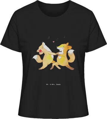 Produktbild von Mr. & Mrs. Panda Shirt Damen Füchse Salsa tanzen Größe L - Schwarz - Geschenk, Basic T-Shirt, Tanzkurs, Oberteil, Tanzschule