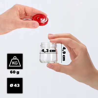 Zdjęcie produktu dla KADAX 10x Słoik Szklany Słoiczek 40ml Na miód Przyprawy Prezent + Zakrętki
