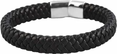 Produktbild von Akzent Lederarmband Herren geflochten schwarz