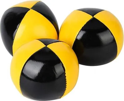 Image de Boules de jonglage jaunes et noires, lot de 3, adaptées aux enfants, idéales pour les débutants, pour adultes, diamètre 63 cm.