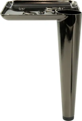 Obrázek produktu pro Designová nábytková noha "Stiletto", černý chrom, výška 15 cm, s protiskluzovou ochranou pro citlivé podlahy, elegantní a odolný kov.