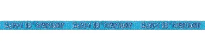 Produktbild von Unique Geburtstagsbanner für den 13. Geburtstag blau Folie 274 x 13 cm