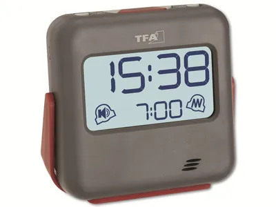 Produktbild von TFA Digitaler Reisewecker BUZZ 60.2031.10, mit Vibration, grau/rot