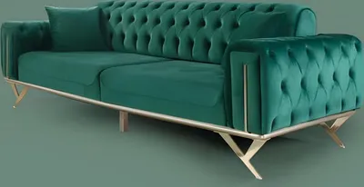 Immagine prodotto di Divano verde chesterfield a tre posti imbottito divano divano mobili in velluto legno nuovo