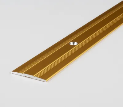 Produktbild von PROVISTON | Übergangsprofil | Aluminium eloxiert | Goldfarbig | Breite 27 mm | Höhe 1.7 mm | Länge 1000 mm | Gebohrt | Übergangsschiene | Übergangsleiste | Bodenprofil | Abdeckleiste | 1 Stück