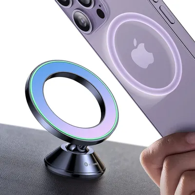 Image de Support magnétique pour téléphone de voiture, compatible avec MagSafe, pour iPhone et Samsung, avec un dégradé de couleurs bleu-violet