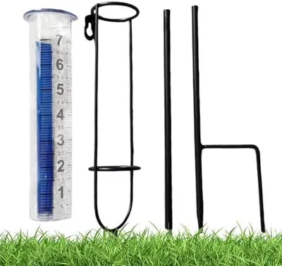 Produktbild von Garten Regenmesser - Höhenverstellbar und Präzise, mit Erdspießen für die Pflanzenpflege