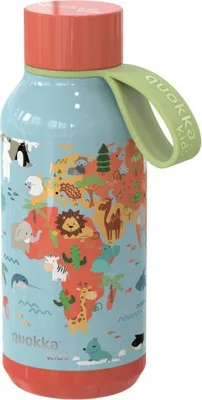 Image de Quokka Kids Solid, Bouteille en acier inoxydable / Thermos avec ruban Map of Life, 330ml, 40146