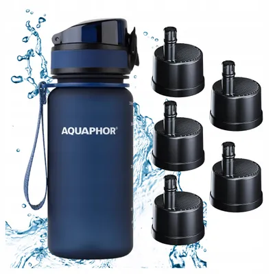 Produktbild von AQUAPHOR CITY Filterflasche 350 ml Marineblau + 5 Filterkartuschen