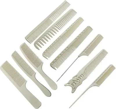 Produktbild von Professionelles Kohlefaser Kamm Set für alle Frisuren - 8/10 Stück, hitzebeständig, antistatisch