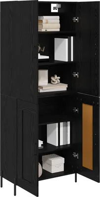 Obrázok produktu pre vidaXL Highboard čierny dubový vzhľad 69,5 x 34 x 180 cm materiál na báze dreva